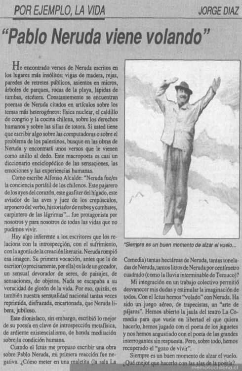 Pablo Neruda viene volando