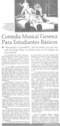 Comedia musical farsesca para estudiantes básicos