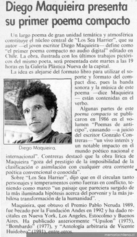 Diego Maquieira presenta su primer poema compacto