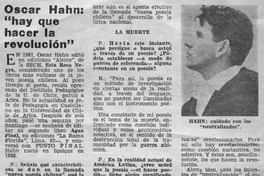 Oscar Hahn : "Hay que hacer la revolución"