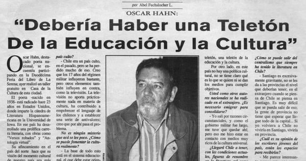 "Debería haber una teletón de la educación y la cultura"