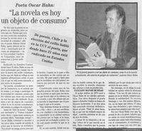 Poeta Oscar Hahn : "la novela es hoy un objeto de consumo"