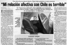 "Mi relación afectiva con Chile es terrible "