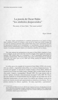 La poesía de Oscar Hahn : "Los símbolos despavoridos"