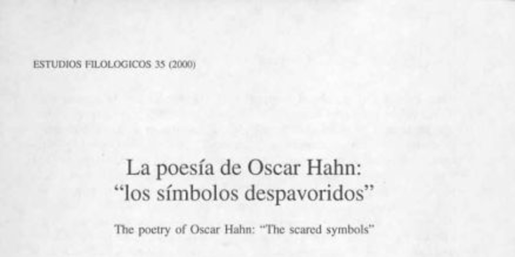 La poesía de Oscar Hahn : "Los símbolos despavoridos"
