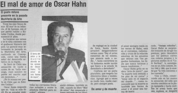 Mal de amor de Óscar Hahn