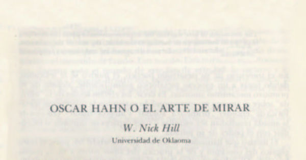 Oscar Hahn o el arte de mirar
