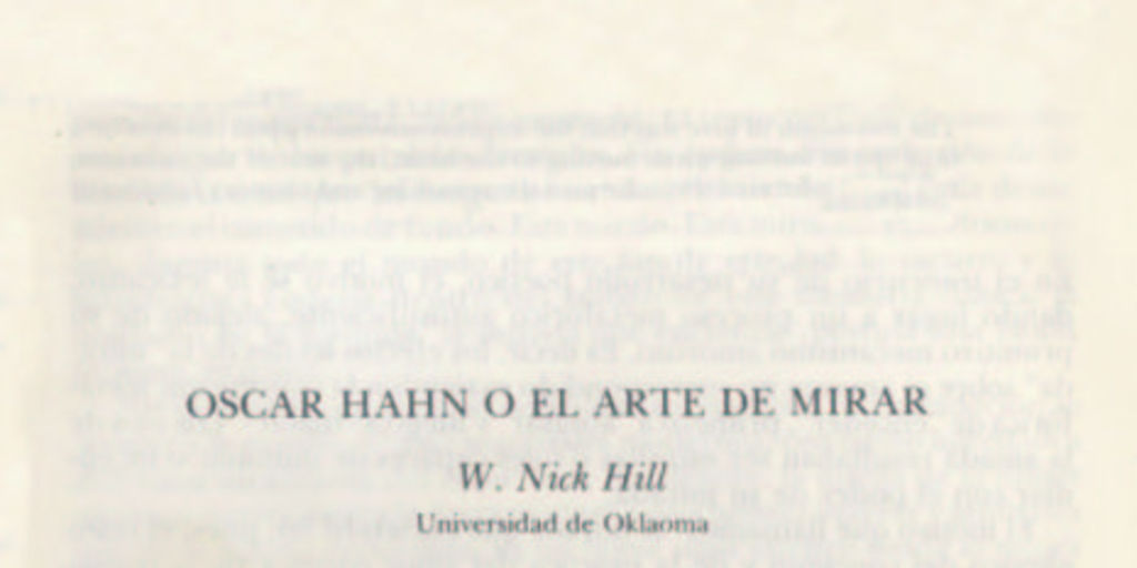 Oscar Hahn o el arte de mirar