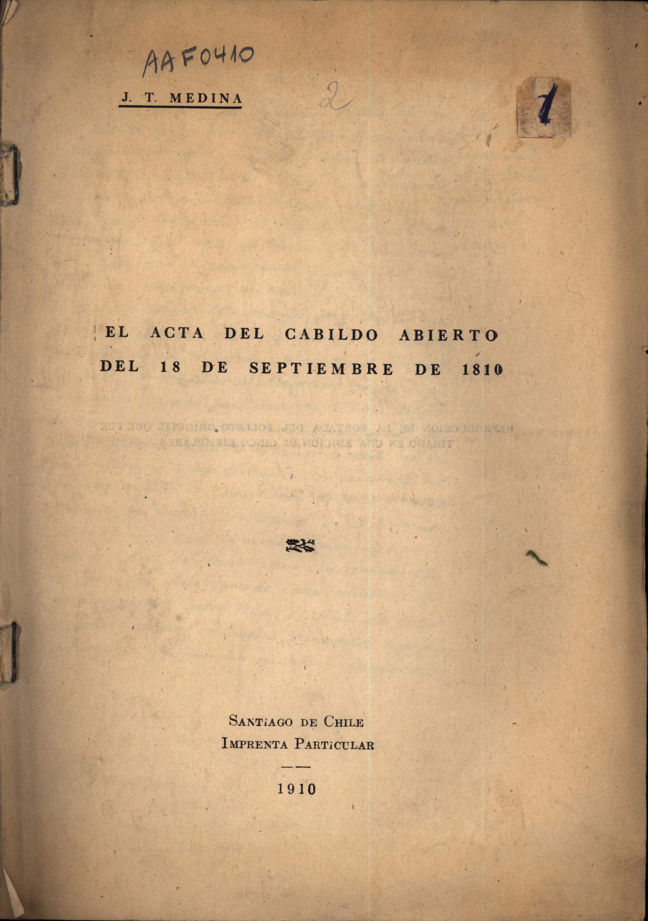 El acta del cabildo abierto del 18 de septiembre de 1810.