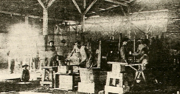 Hornos de fundición de la Fábrica Nacional de Vidrios, 1903