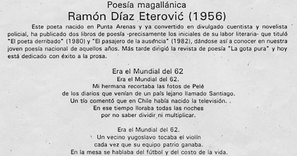 Poesía magallánica : Ramón Díaz Eterovic