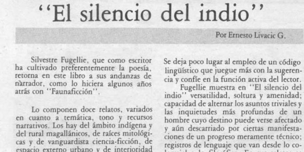 El silencio del indio