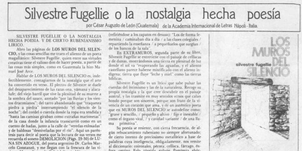 Silvestre Fugellie o la nostalgia hecha poesía