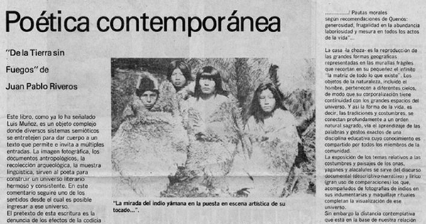 Poética contemporánea : De la tierra sin fuegos