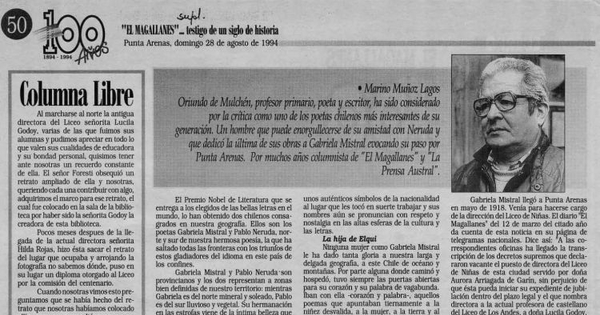 Gabriela Mistral y Pablo Neruda, forasteros ilustres de Punta Arenas