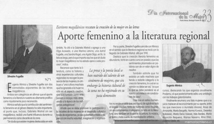 Aporte femenino a la literatura regional