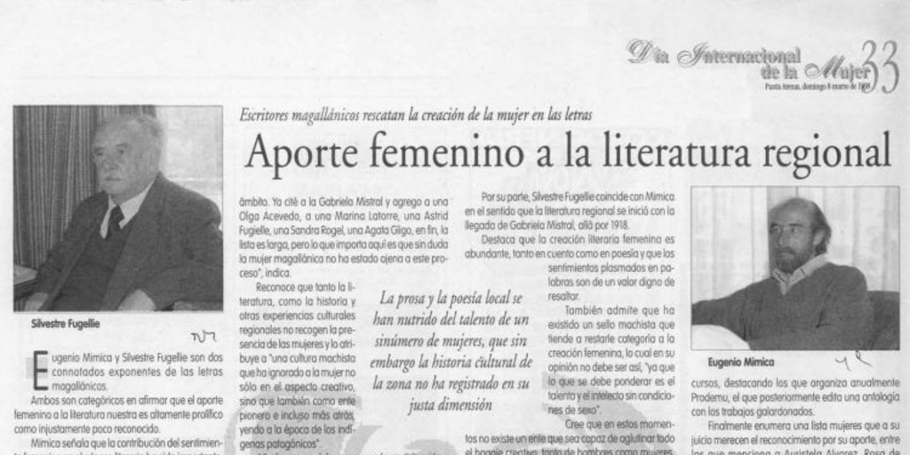 Aporte femenino a la literatura regional