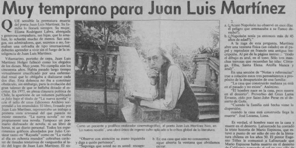 Muy temprano para Juan Luis Martínez