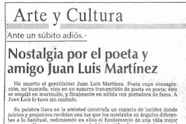 Nostalgia por el poeta y amigo Juan Luis Martínez