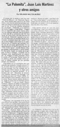 "La palomita", Juan Luis Martínez y otros amigos