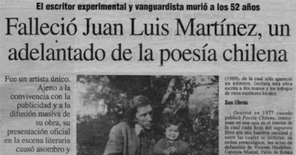 Falleció Juan Luis Martínez, un adelantado de la poesía chilena