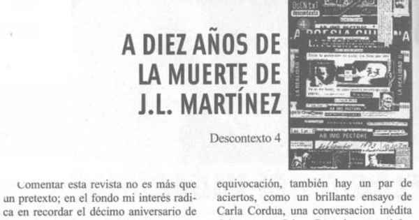 A diez años de la muerte de J. L. Martínez