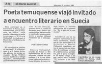 Poeta temuquense viajó invitado a encuentro literario en Suecia