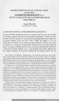 Poesía chilena en el sur de Chile (1975-1990) : Clemente Riedemann y la textualización de la temporalidad histórica