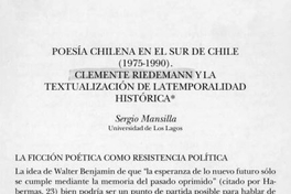 Poesía chilena en el sur de Chile (1975-1990) : Clemente Riedemann y la textualización de la temporalidad histórica