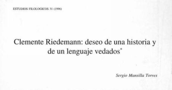 Clemente Riedemann, deseo de una historia y de un lenguaje vedados