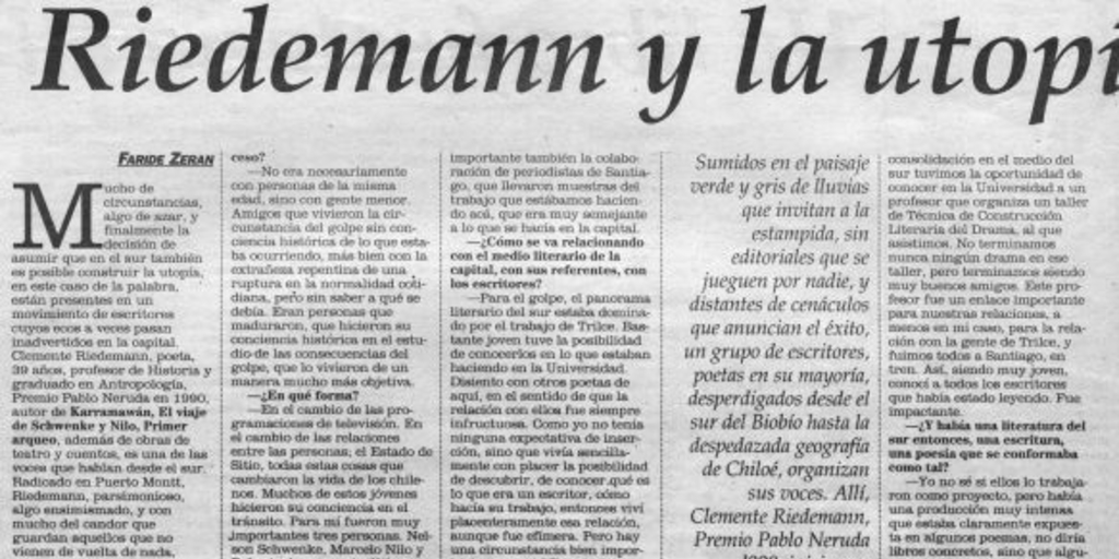 Riedemann y la utopía del sur