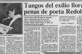 Tangos del exilio lloran penas de poeta Redolés