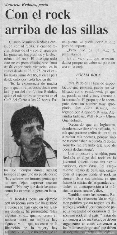 Con el rock arriba de las sillas