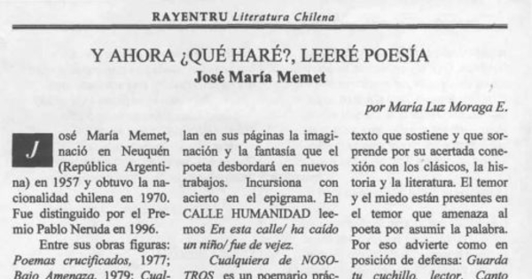 Y ahora qué haré?, leeré poesía