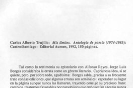 Carlos Alberto Trujillo : Mis límites. Antología de poesía (1974-1983)