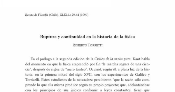 Ruptura y continuidad en la historia de la física