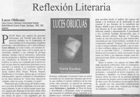 Reflexión literaria : Luces oblicuas