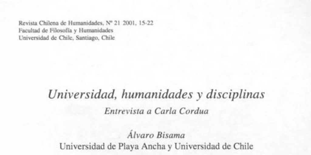 Universidad, humanidades y disciplinas : entrevista a Carla Cordua