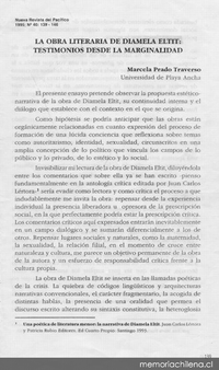 La obra literaria de Diamela Eltit, testimonios desde la marginalidad