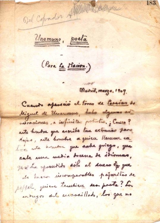 Unamuno, poeta [manuscrito]