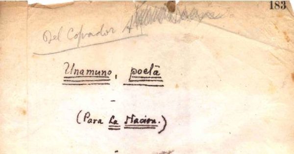 Unamuno, poeta [manuscrito]