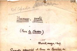 Unamuno, poeta [manuscrito]