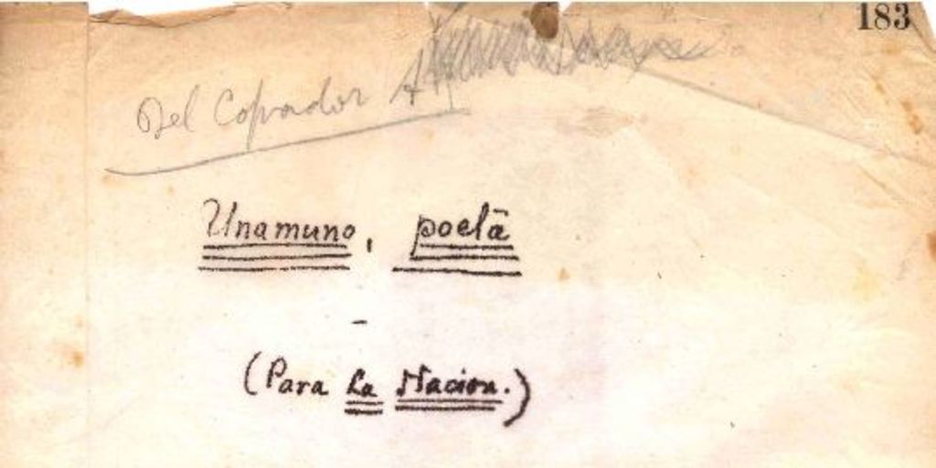 Unamuno, poeta [manuscrito]