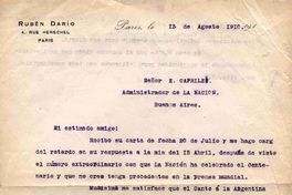 [Carta], 1910 ago. 13 Paris, Francia <a> Enrique Caprile [manuscrito]