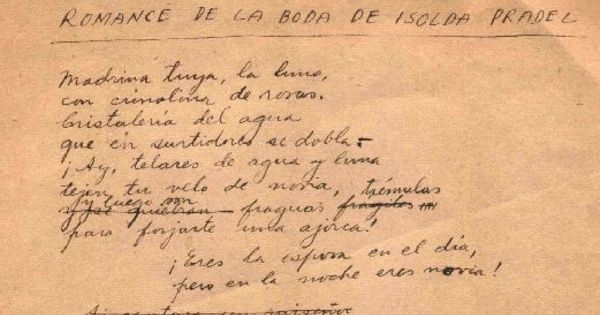 Romance de la boda de Isolda Pradel : [manuscrito]