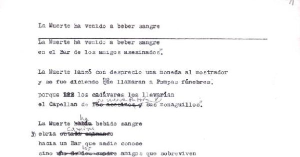 La muerte ha venido a beber sangre [manuscrito]