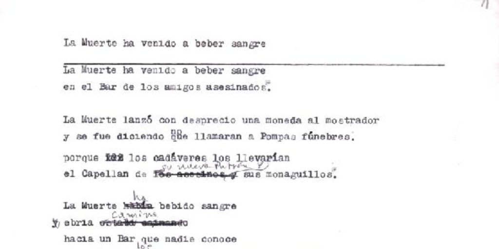 La muerte ha venido a beber sangre [manuscrito]