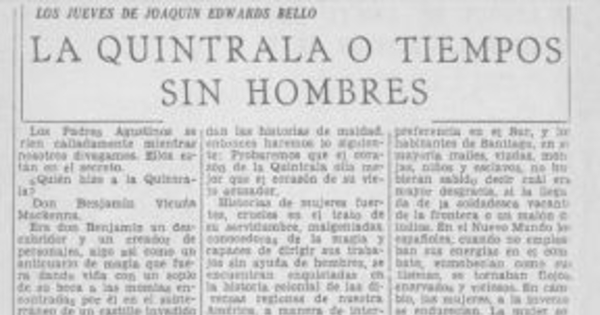 La Quintrala o tiempos sin hombres