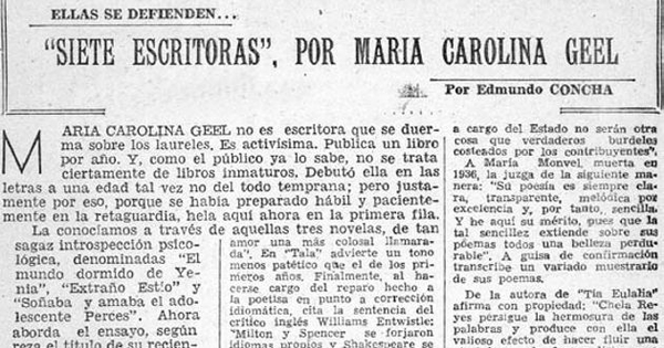 Siete escritoras, por María Carolina Geel