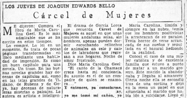 Los jueves de Joaquín Edwards Bello : Cárcel de mujeres